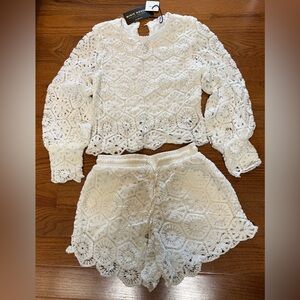 White Crochet Women Shorts